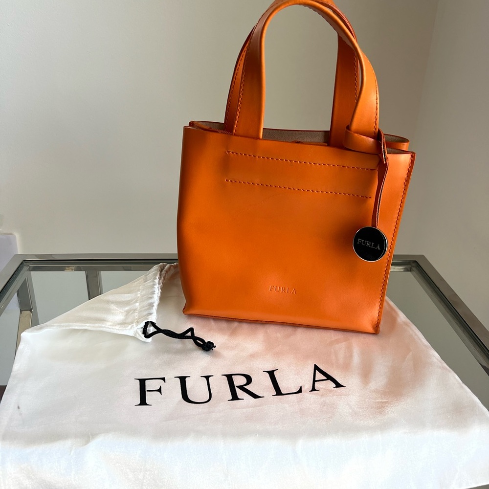 Furla Italian Leather Orange Purse Handbag